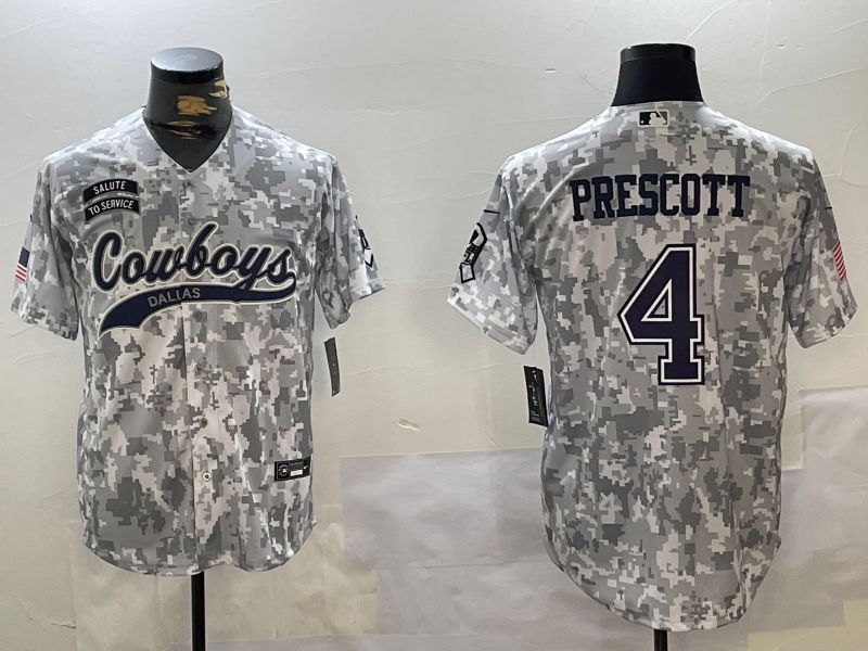 Men Dallas Cowboys 4 Prescott Nike Arctic Camo 2024 Salute to Service Limited NFL Jersey style 1